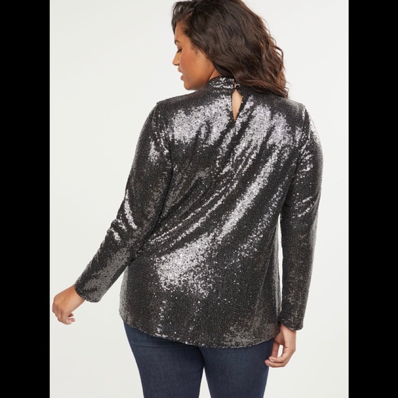 🆕NEW! Sequin Mock-Neck Top Size 22 - Picture 4 of 6